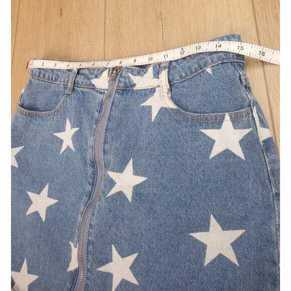 Altard State Skirt Womens Size M Star Print Denim Mini Zip Up Cut Off Cowgirl - Picture 10 of 11